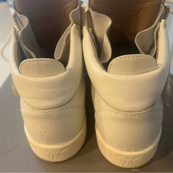 Giuseppe Zanotti Cream Sneakers with Gold Details
